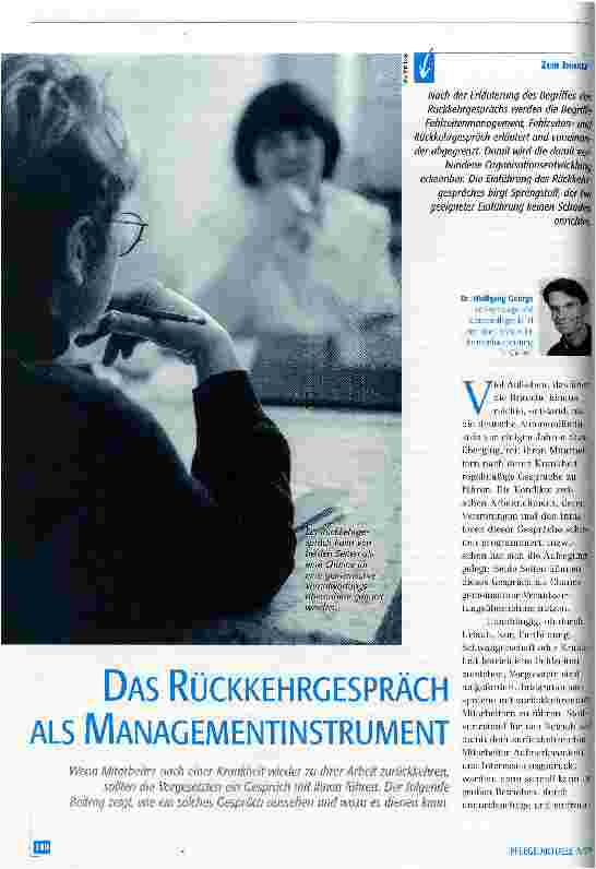 Vorschauseite 1: Das Rückkehrgespräch als Managementinstrument
