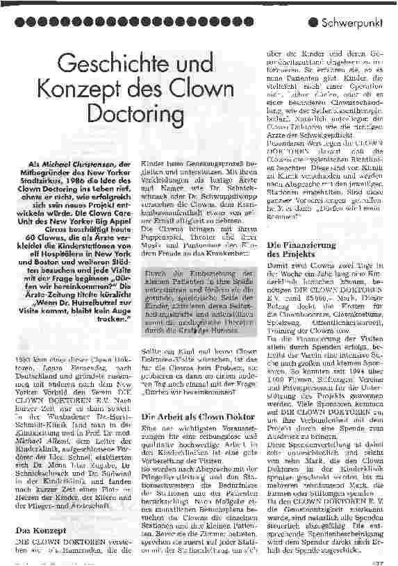 Vorschauseite 1: Geschichte und Konzept des Clown Doctoring