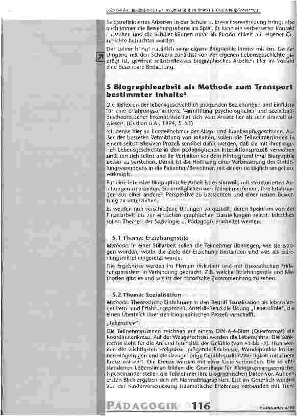 Vorschauseite 5: Biographiearbeit als Gegenstand und Methode im Unterricht an Krankenund Altenpflegeschulen Versuch einer Annäherung an die Thematik
