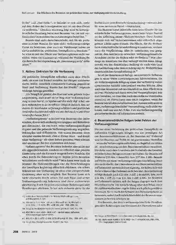 Vorschauseite 5: Die Pflichten des Beamten zur politischen Treue, zur Mäßigung und Zurückhaltung