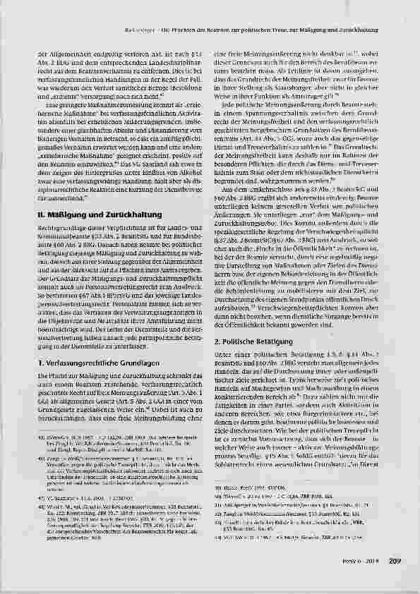 Vorschauseite 6: Die Pflichten des Beamten zur politischen Treue, zur Mäßigung und Zurückhaltung