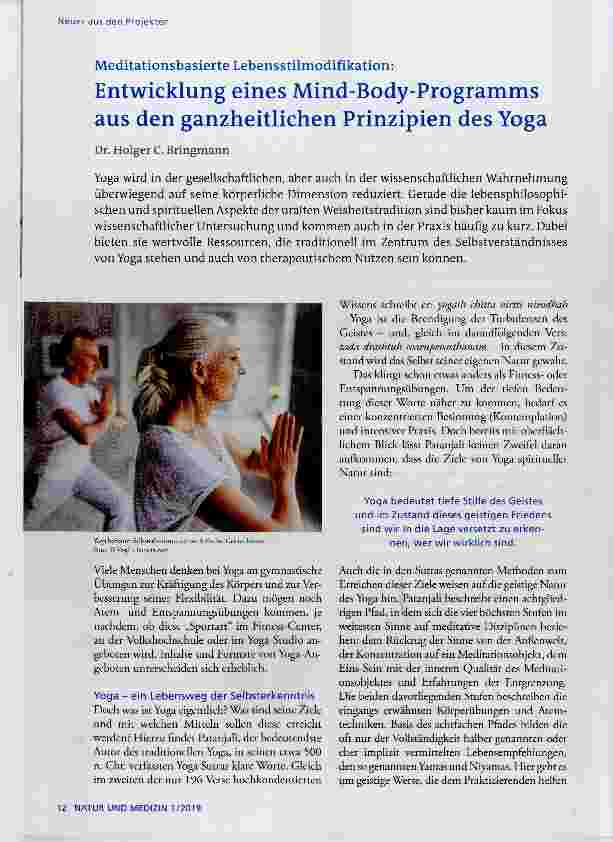 Vorschauseite 1: Entwicklung eines Mind-Body-Programms aus den ganzheitlichen Prinzipien des Yoga