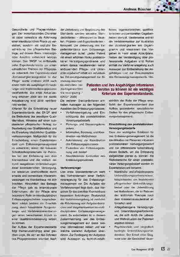 Vorschauseite 2: Wie ein monoprofessioneiier Standard zu einem multiprofessionelien Entlassungsmanagement beitragen kann