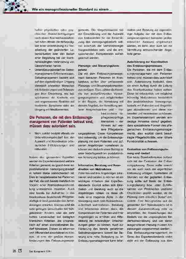 Vorschauseite 3: Wie ein monoprofessioneiier Standard zu einem multiprofessionelien Entlassungsmanagement beitragen kann