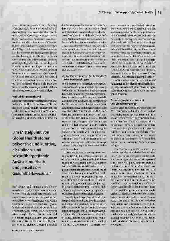 Vorschauseite 2: Gesundheit global