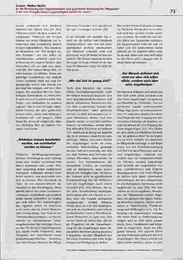 Vorschauseite 4: Ist die Betreuung von Organspendern eine psychische Belastung für Pflegende?