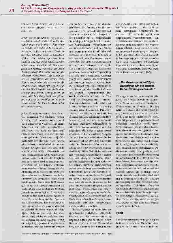 Vorschauseite 5: Ist die Betreuung von Organspendern eine psychische Belastung für Pflegende?