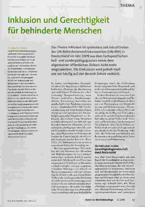 Vorschauseite 1: Inklusion und Gerechtigkeit für behinderte Menschen
