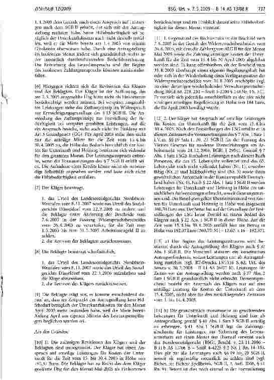 Vorschauseite 2: Der Beginn des Leistungszeitraums wird bestimmt durch die Antragstellung nach § 37 Abs. 1 SGB II: eine Vorschrift, die ein konstitutives Antragserfordernis statuiert, sodass Leist…