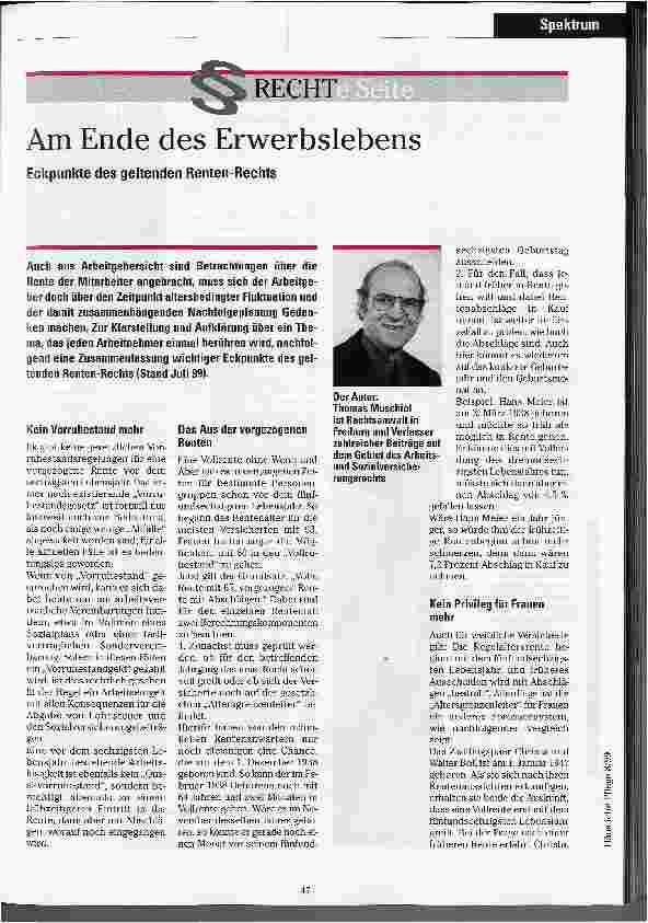 Vorschauseite 1: Am Ende des Erwerbslebens