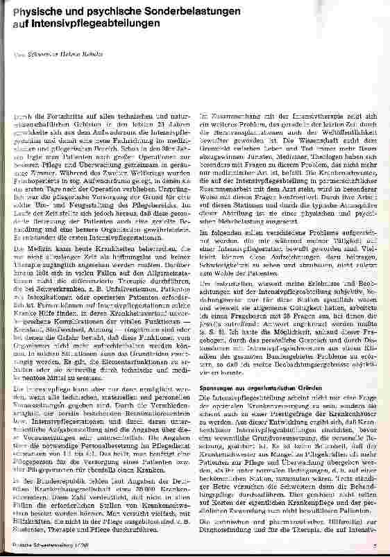 Vorschauseite 1: Physische und psychische Sonderbelastungen auf Intensivpflegeabteilungen