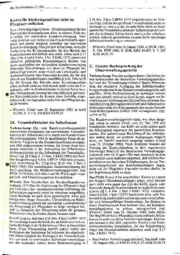 Vorschauseite 6: Das Krankenhaus in der Rechtsprechung des Bundesverwaltungsgerichts (IV)