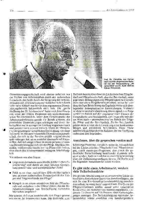 Vorschauseite 2: Bereitschaft zum sozialen Dienst heute und morgen Voraussetzungen für die Krankenpflege in der Zukunft