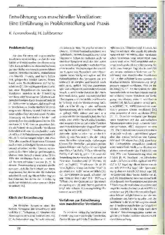 Vorschauseite 1: Entwöhnung von maschineller Ventilation: Eine Einführung in Problemstellung und Praxis