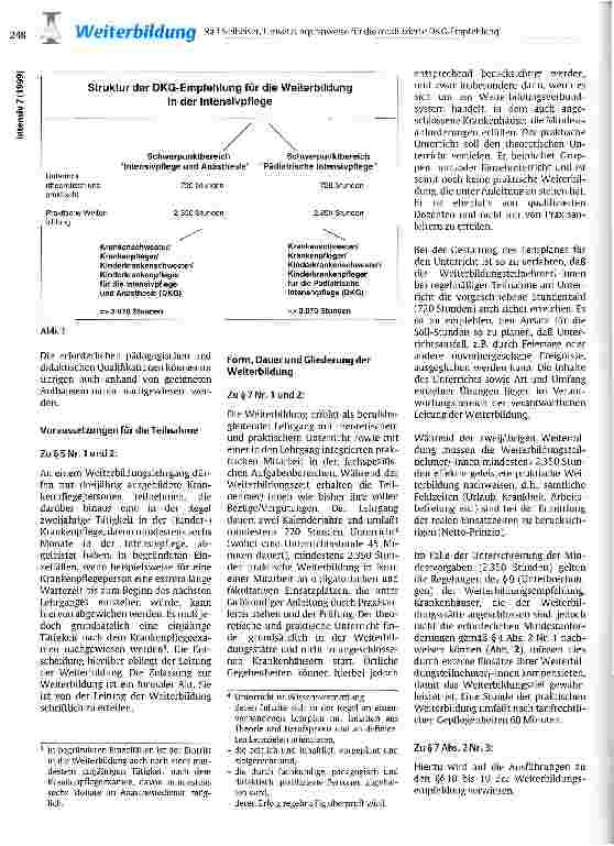 Vorschauseite 2: Umsetzungshinweise für die modifizierte DKG-Empfehlung zur Weiterbildung für Krankenpflegepersonen in der Intensivpflege
