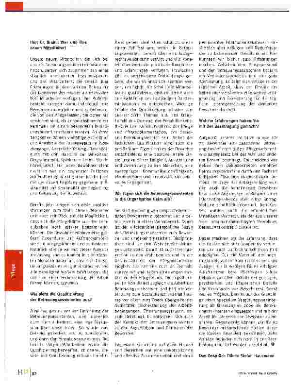 Vorschauseite 2: Betreuungsassistenten sind eine wertvolle Ergänzung
