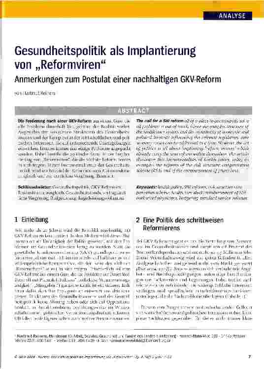 Vorschauseite 1: Gesundheitspolitik als Implantierung von „Reformviren