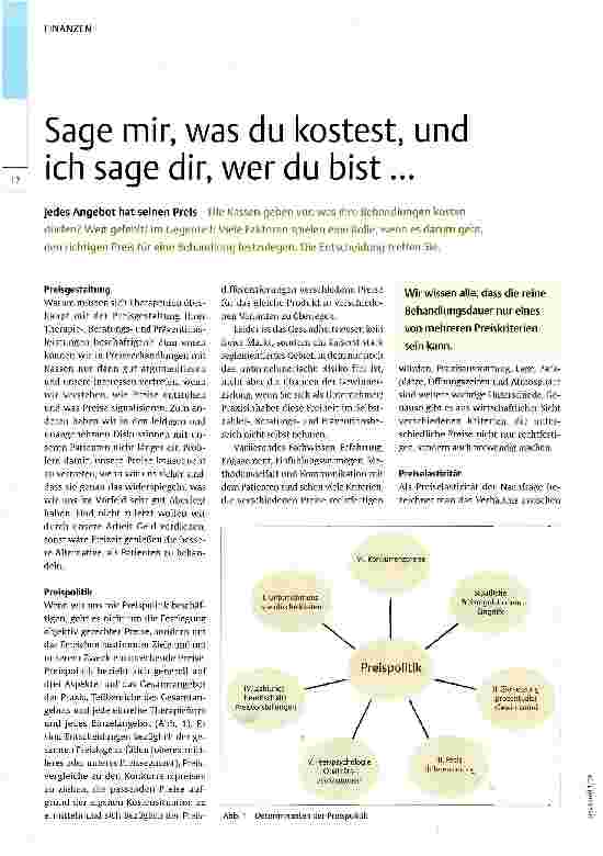 Vorschauseite 1: Sage mir, was du kostest, und ich sage dir, wer du bist...