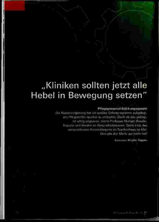 Vorschauseite 1: Kliniken sollten jetzt alle Hebel in Bewegung setzen