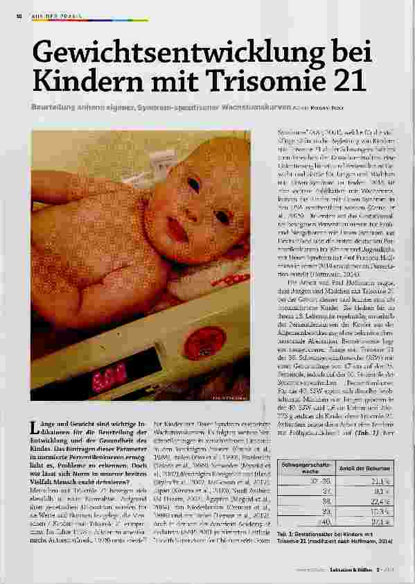 Vorschauseite 1: Gewichtsentwicklung bei Kindern mit Trisomie 21