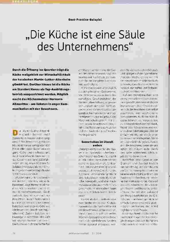 Vorschauseite 1: Die Küche ist eine Säule des Unternehmens