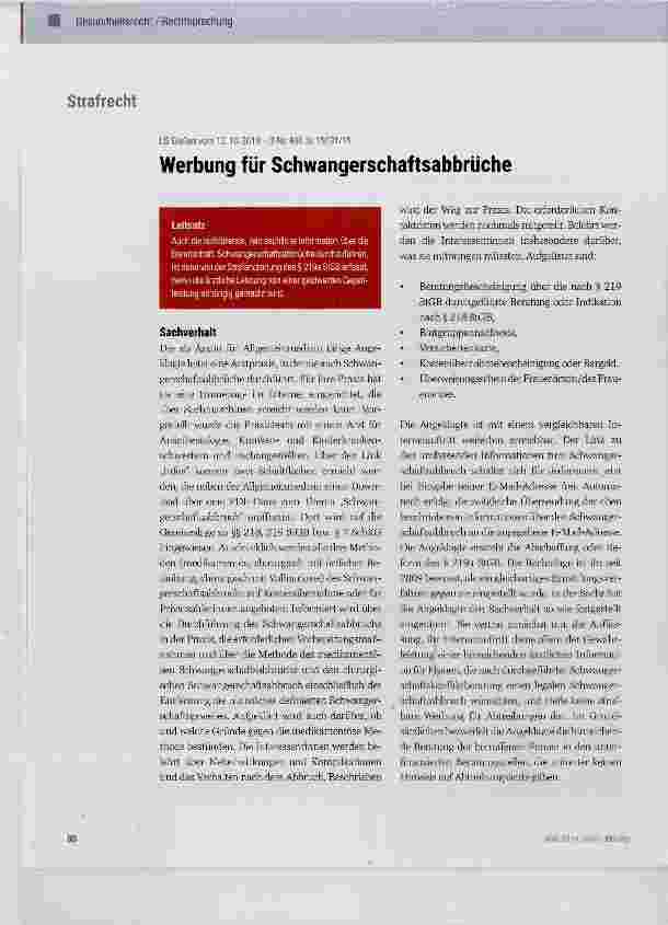 Vorschauseite 1: Werbung für Schwangerschaftsabbrüche