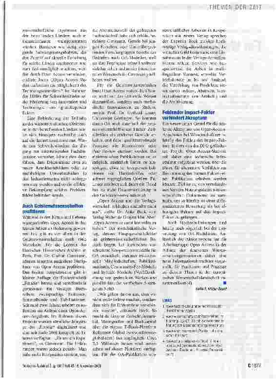 Vorschauseite 2: Freier Zugang zu Forschungswissen