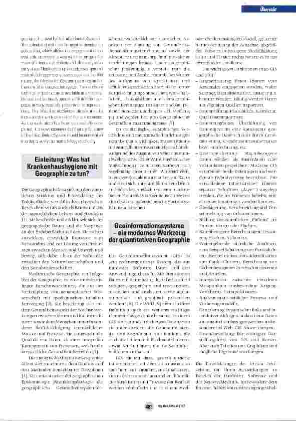 Vorschauseite 2: Nutzung Geographischer Informationssysteme für die Krankenhaushygiene