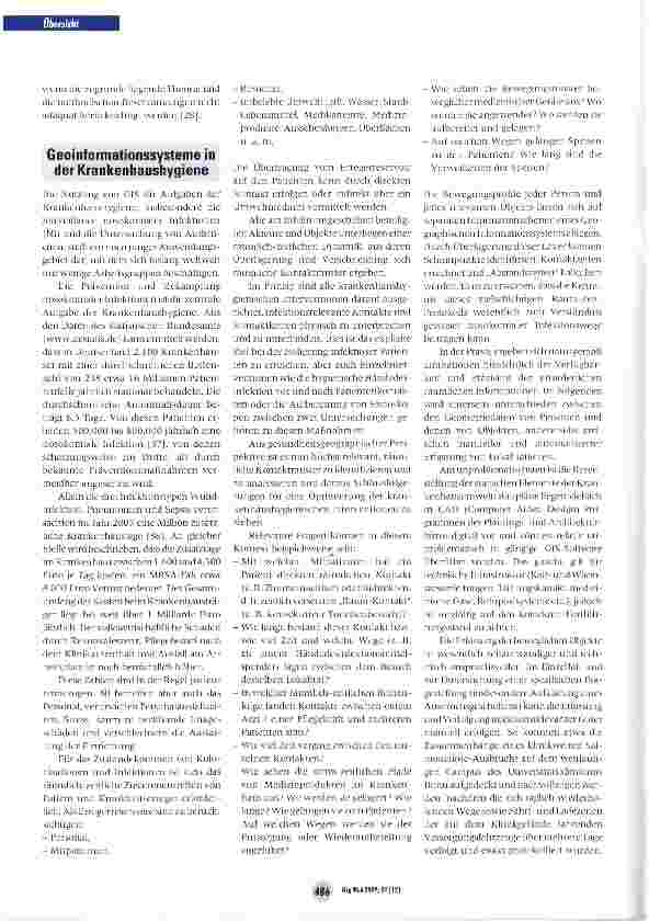 Vorschauseite 5: Nutzung Geographischer Informationssysteme für die Krankenhaushygiene