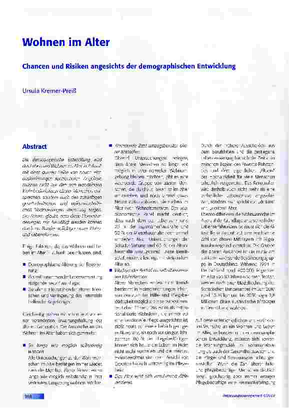 Vorschauseite 1: Wohnen im Alter