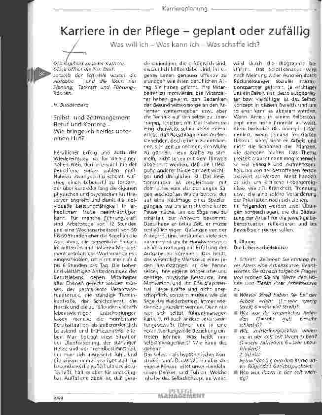 Vorschauseite 1: Karriere in der Pflege - geplant oder zufällig