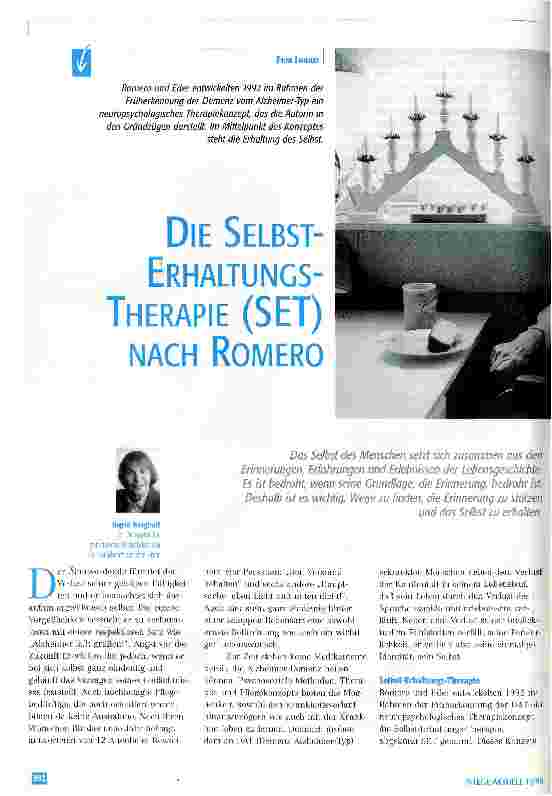Vorschauseite 1: Die Selbsterhaltungstherapie (SET) nach Romero