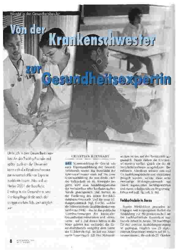 Vorschauseite 1: Von der Krankenschwester zur Gesundheitsexpertin Wandel in den Gesundheitsberufen