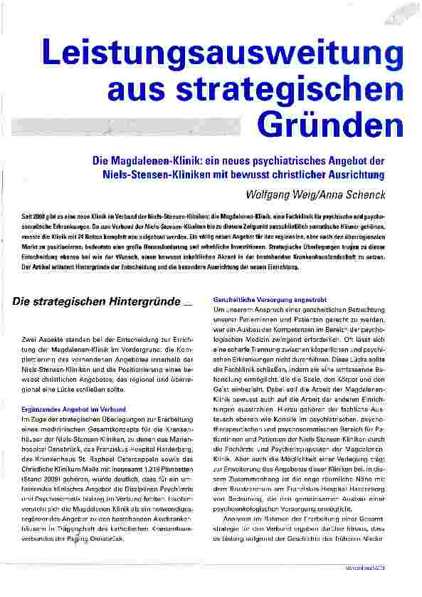 Vorschauseite 1: Leistungsausweitung aus strategischen Gründen