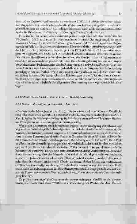 Vorschauseite 3: Die rechtliche Zulässigkeit der erweiterten (doppelten) Widerspruchslösung in der Organtransplantation