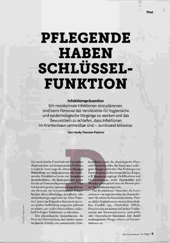 Vorschauseite 1: PFLEGENDE HABEN SCHLÜSSEL FUNKTION