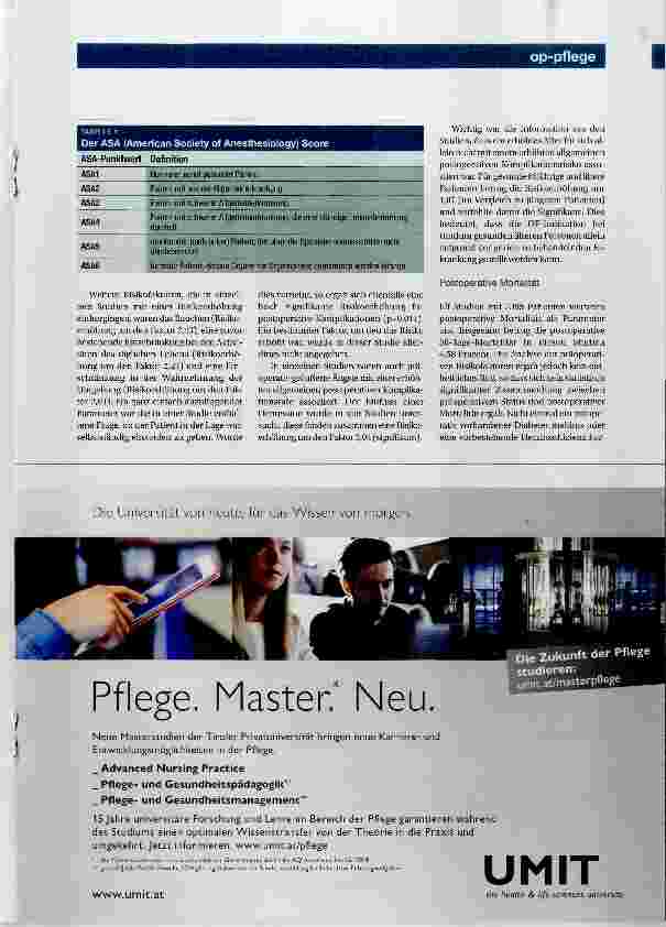 Vorschauseite 2: Vorhersagemarker für das Komplikationsrisiko Chirurgische Eingriffe bei älteren Patienten