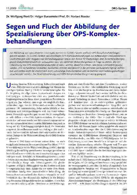 Vorschauseite 1: Segen und Fluch der Abbildung der Spezialisierung über OPS-Komplex-behandlungen