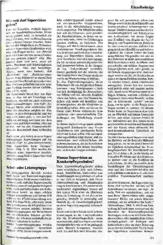 Vorschauseite 2: Supervision an Krankenpflegeschulen