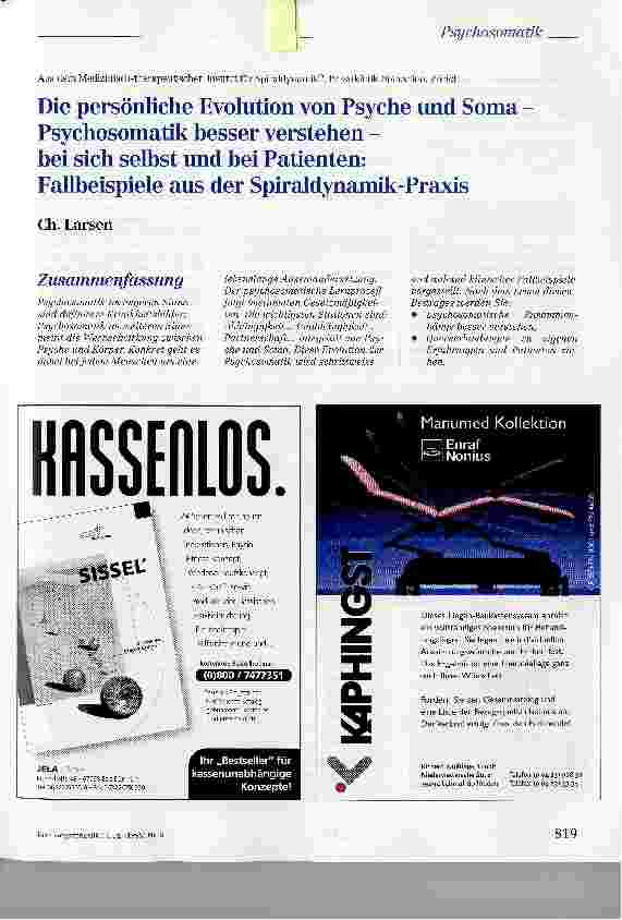 Vorschauseite 1: Die persönliche Evolution von Psyche und Soma Psychosomatik besser verstehen -bei sich selbst und bei Patienten: Fallbeispiele aus der Spiraldynamik-Praxis