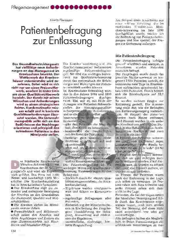 Vorschauseite 1: Patientenbefragung zur Entlassung