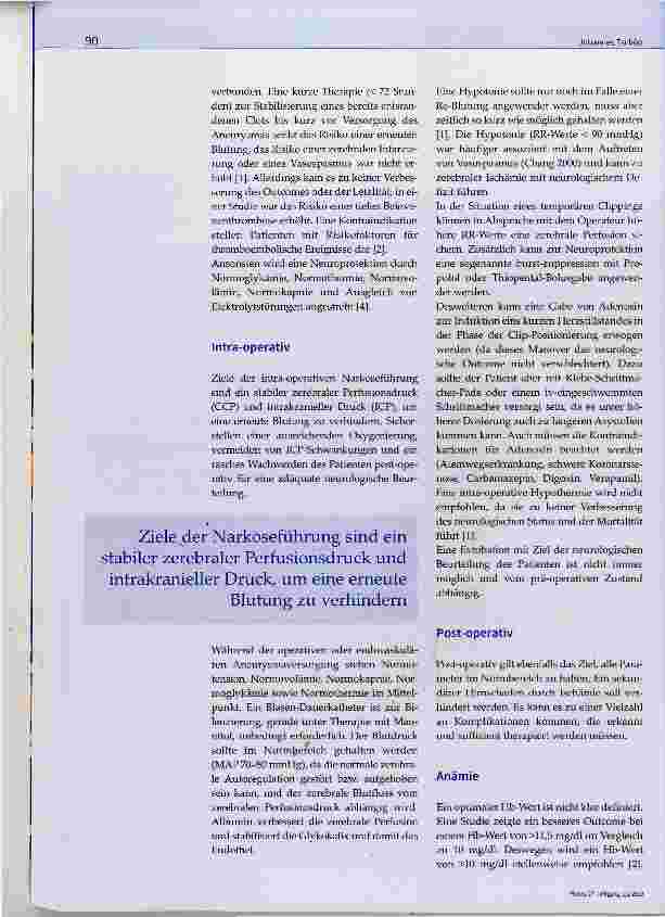 Vorschauseite 2: Neuroanästhesie und Intensivmedizin nach zerebraler Aneurysmaruptur