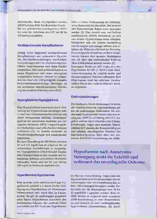 Vorschauseite 5: Neuroanästhesie und Intensivmedizin nach zerebraler Aneurysmaruptur