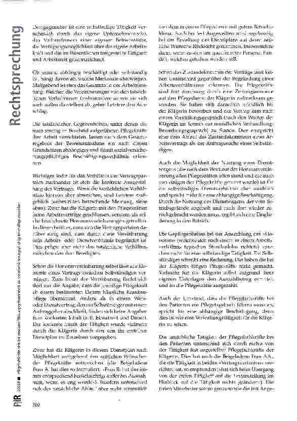 Vorschauseite 3: Pflegefachkräfte sind bei absoluter Weisungsgebundenheit als sozial-versicherungspf lichtig beschäftigt anzusehen