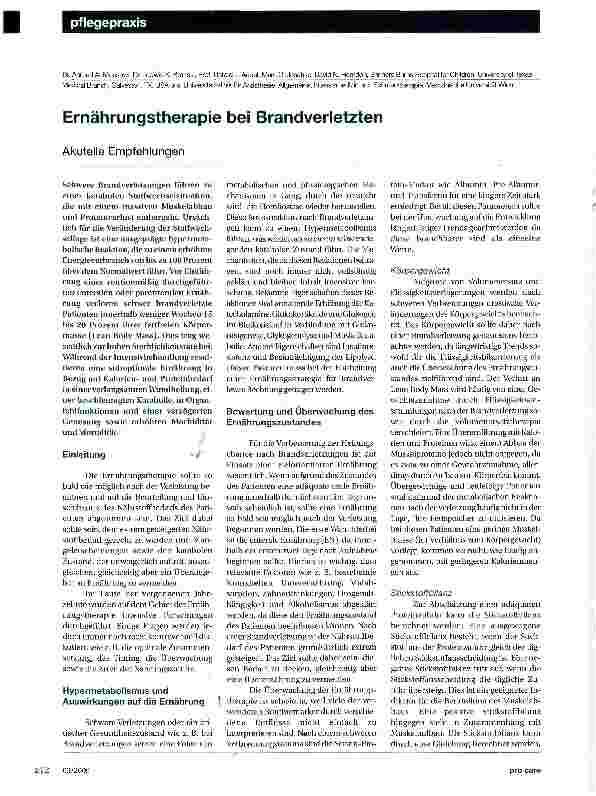 Vorschauseite 1: Ernährungstherapie bei Brandverletzten