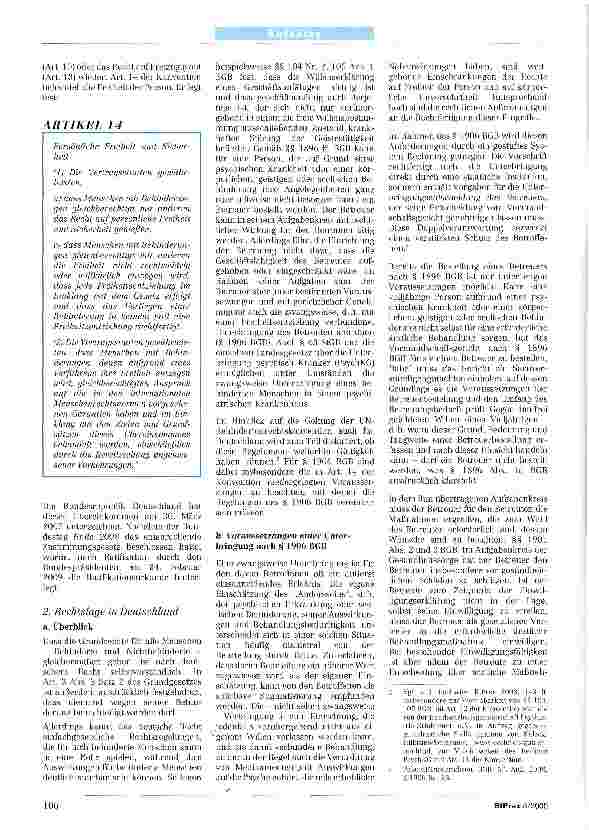 Vorschauseite 2: Vereinbarkeit der Zwangsunter-bringung nach § 1906 BGB mit der UN-Behindertenrechtskonvention?