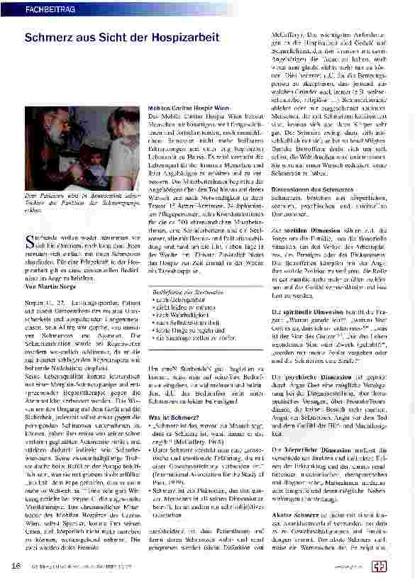 Vorschauseite 1: Schmerz aus Sicht der Hospizarbeit