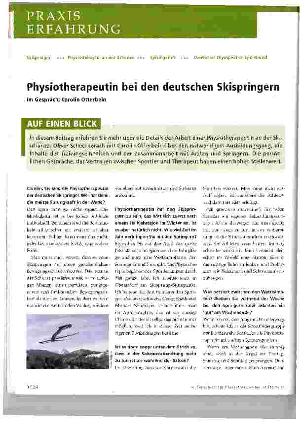 Vorschauseite 1: Physiotherapeutin bei den deutschen Skispringern