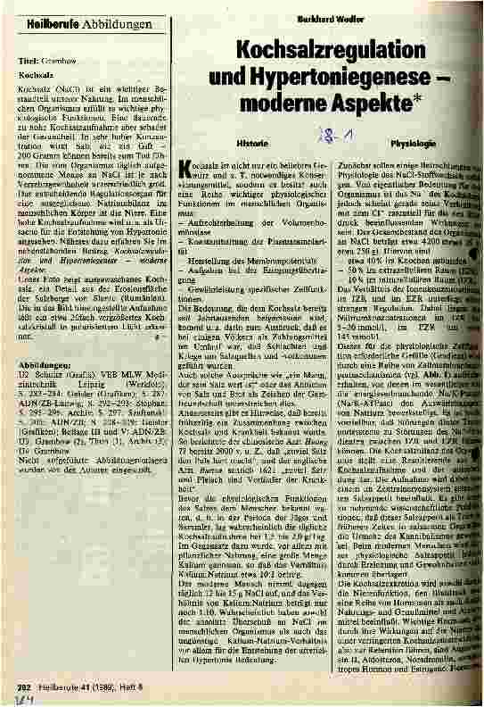 Vorschauseite 1: Kochsalzregulation und Hypertoniegenese - moderne Aspekte