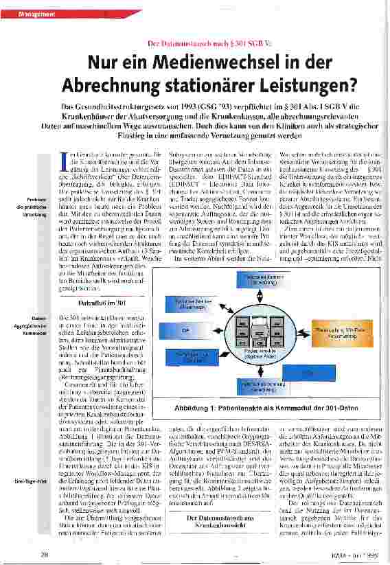 Vorschauseite 1: Nur ein Medienwechsel in der Abrechnung stationärer Leistungen? Der Datenaustausch nach § 301 SGB V